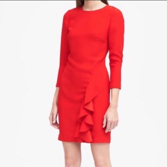 Red Ruffle Shift Dress ❤️ - Picture 2 of 5